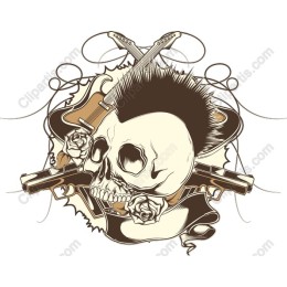 Punk Rock Skull with Guitars and Revolvers
