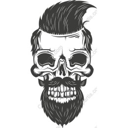 Vintage Skull with Beard and Pompadour