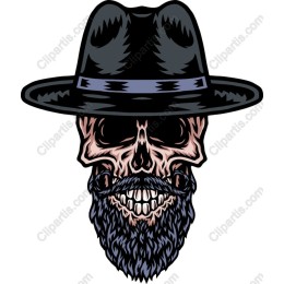 Edgy Skull with Beard and Hat