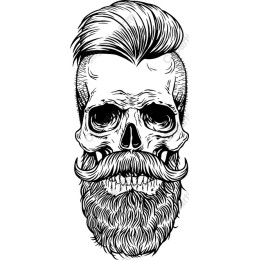 Bearded Skull with Retro Hair