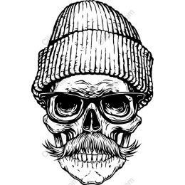 Retro Skull with Beanie and Sunglasses