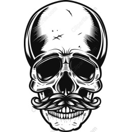 Vintage Skull with Mustache