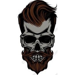 Hipster Skull with Beard and Hair