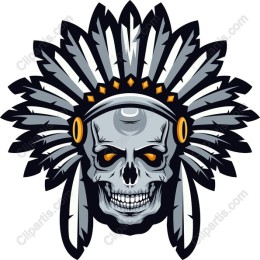 Fierce Skull with Native American Headdress