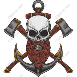 Sailor Skull with Axes and Anchor