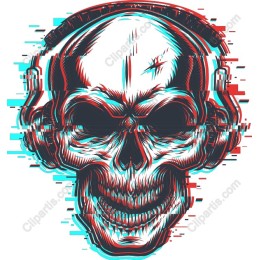 Glitched Skull with Headphones