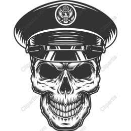 Military Skull with Officer's Cap