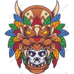 Vibrant Tribal Lion Skull