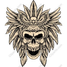 Tribal Skull with Eagle Feathers