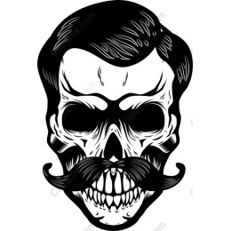 Vintage Skull with Mustache
