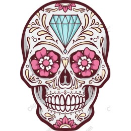 Floral Skull with Diamond
