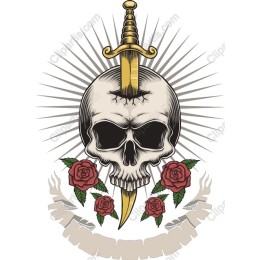 Vintage Skull with Dagger