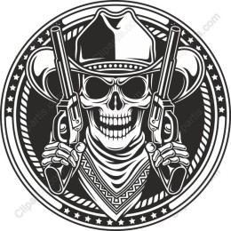 Cowboy Skull with Revolvers