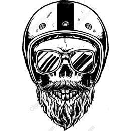 Vintage Skull in Helmet and Sunglasses