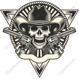 Skull Cowboy with Revolvers