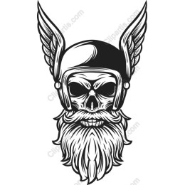 Winged Skull with Beard