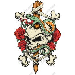 Gothic Skull and Snake Tattoo