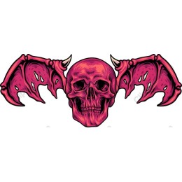 Vibrant Skull with Bat Wings