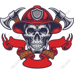 Fiery Tribute - Bold Skull and Firefighter