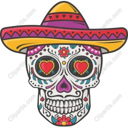 Vibrant Skull with Sombrero