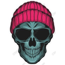 Vibrant Skull with Pink Beanie