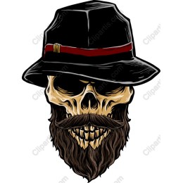 Vintage Skull with Hat and Beard