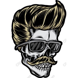 Rockabilly Skull with Sunglasses and Pompadour