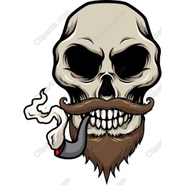 Vintage Skull with Mustache and Pipe
