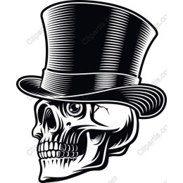Vintage Skull with Top Hat