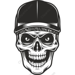 Edgy Skull with Cap and Bandana