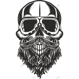 Retro Skull with Goggles and Mustache