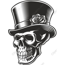 Elegant Skull with Top Hat and Rose