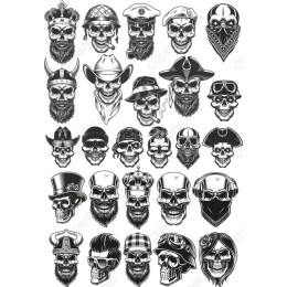Skull Character Cliparts Set