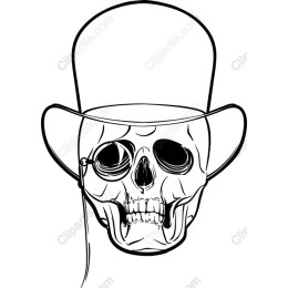 Distinguished Skull with Top Hat and Monocle