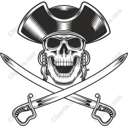 Pirate Skull with Crossed Sabers