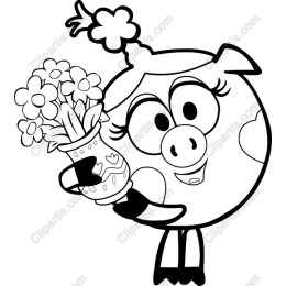 Adorable Piglet with Flowers