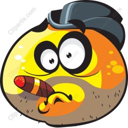 Playful Cartoon Character with Cigar and Cap