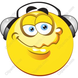 Cheerful Smiling Emoticon with Headphones