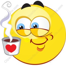 Cheerful Smiley Face with Coffee Cup