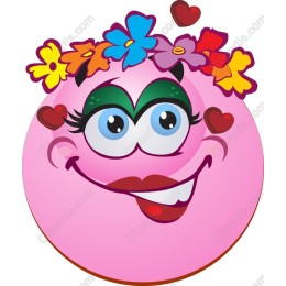 Cheerful Pink Character with Floral Crown