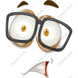 Surprised Cartoon Face with Glasses