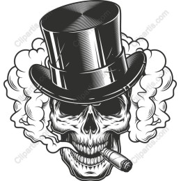 Dapper Skull with Top Hat and Smoke