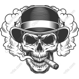 Vintage Skull with Top Hat and Cigar