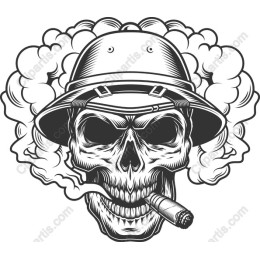 Skull with Helmet and Smoke