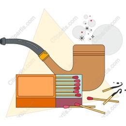 Classic Smoking Pipe and Matchbox