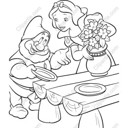 Charming Snow White and Dwarf Coloring
