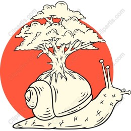 Whimsical Snail with Tree