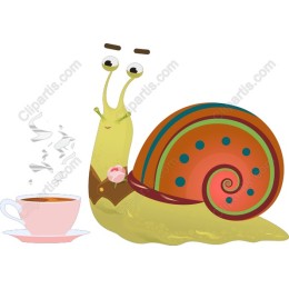 Whimsical Snail With Tea