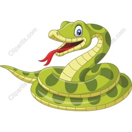 Cheerful Green Cartoon Snake