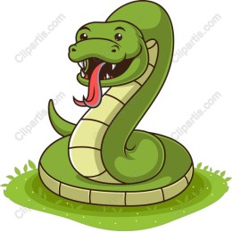 Charming Cartoon Green Snake